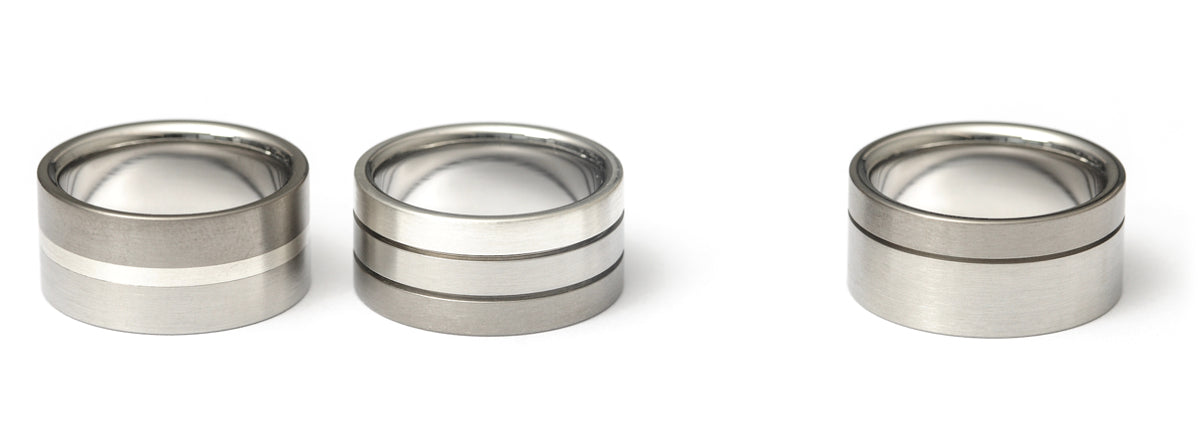 carl dau wedding bands in titanium and steel