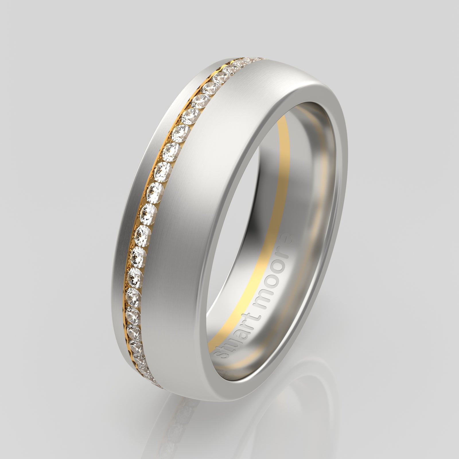 stuart moore diamonds 10 round wedding band in 950 platinum + 18k yellow gold / full eternity