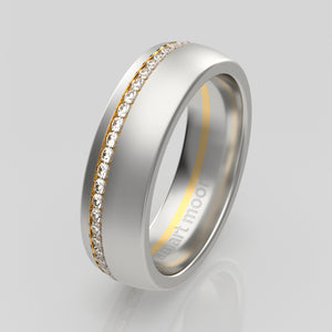 stuart moore diamonds 10 round wedding band in 950 platinum + 18k yellow gold / full eternity