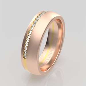 stuart moore diamonds 10 round wedding band in 18k rose gold + 18k yellow gold / half eternity