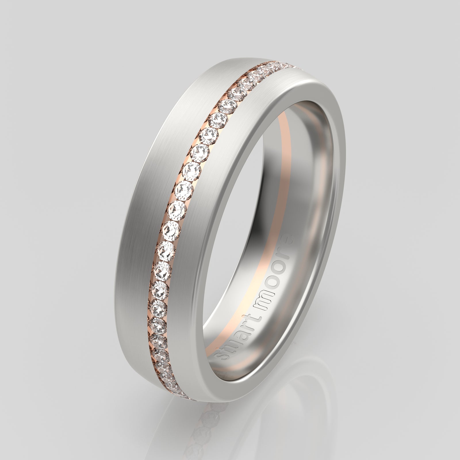 stuart moore diamonds 11 round wedding band in 950 platinum + 18k rose gold / full eternity