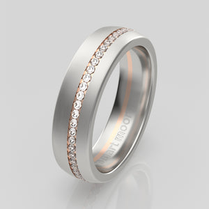stuart moore diamonds 11 round wedding band in 950 platinum + 18k rose gold / full eternity