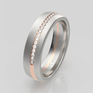 stuart moore diamonds 11 round wedding band in 950 platinum + 18k rose gold / half eternity