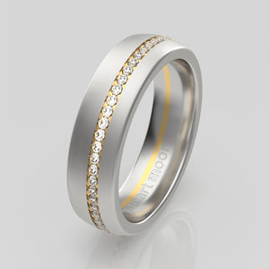 stuart moore diamonds 11 round wedding band in 950 platinum + 18k yellow gold / full eternity