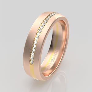 stuart moore diamonds 11 round wedding band in 18k rose gold + 18k yellow gold / half eternity