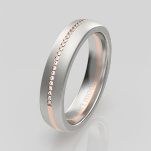 stuart moore diamonds 12 round wedding band in 950 platinum + 18k rose gold / half eternity