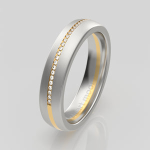 stuart moore diamonds 12 round wedding band in 950 platinum + 18k yellow gold / half eternity