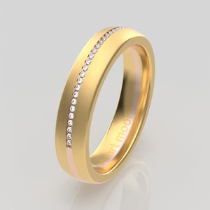 stuart moore diamonds 12 round wedding band in 18k yellow gold + 18k rose gold / half eternity