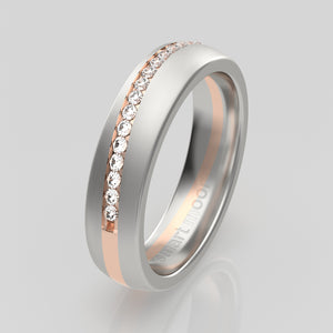 stuart moore diamonds 13 round wedding band in 950 platinum + 18k rose gold / half eternity