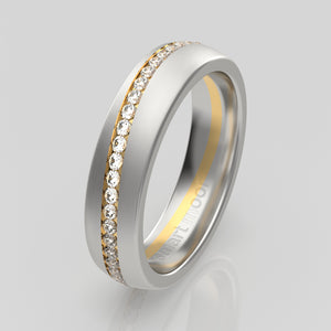 stuart moore diamonds 13 round wedding band in 950 platinum + 18k yellow gold / full eternity