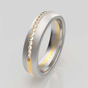 stuart moore diamonds 13 round wedding band in 950 platinum + 18k yellow gold / half eternity