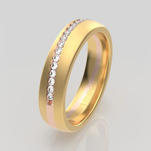stuart moore diamonds 13 round wedding band in 18k yellow gold + 18k rose gold / half eternity
