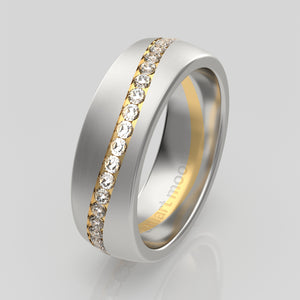 stuart moore diamonds 14 round wedding band in 950 platinum + 18k yellow gold / full eternity