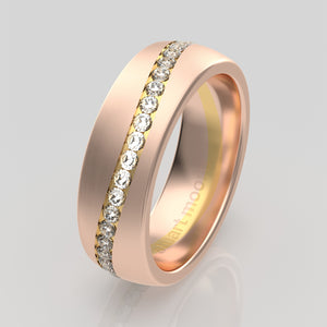 stuart moore diamonds 14 round wedding band in 18k rose gold + 18k yellow gold / full eternity