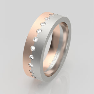 stuart moore diamonds 18 round wedding band in 950 platinum + 18k rose gold / full eternity