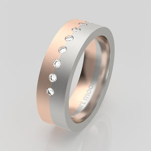 stuart moore diamonds 18 round wedding band in 950 platinum + 18k rose gold / half eternity