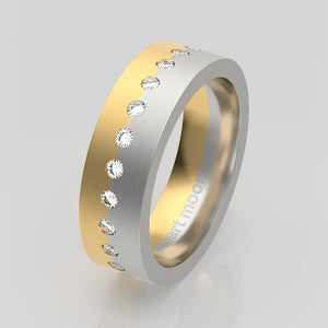 stuart moore diamonds 18 round wedding band in 950 platinum + 18k yellow gold / full eternity