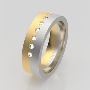 stuart moore diamonds 18 round wedding band in 950 platinum + 18k yellow gold / half eternity