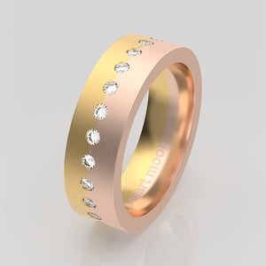 stuart moore diamonds 18 round wedding band in 18k rose gold + 18k yellow gold / full eternity