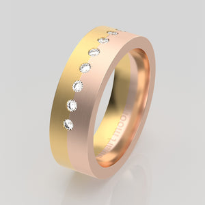 stuart moore diamonds 18 round wedding band in 18k rose gold + 18k yellow gold / half eternity