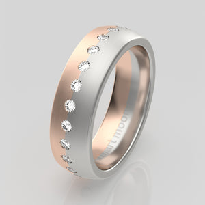stuart moore diamonds 19 round wedding band in 950 platinum + 18k rose gold / full eternity