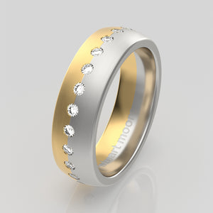stuart moore diamonds 19 round wedding band in 950 platinum + 18k yellow gold / full eternity