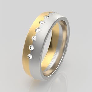 stuart moore diamonds 19 round wedding band in 950 platinum + 18k yellow gold / half eternity