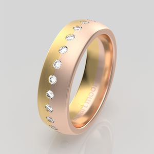 stuart moore diamonds 19 round wedding band in 18k rose gold + 18k yellow gold / full eternity
