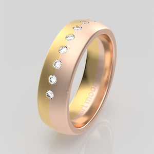 stuart moore diamonds 19 round wedding band in 18k rose gold + 18k yellow gold / half eternity