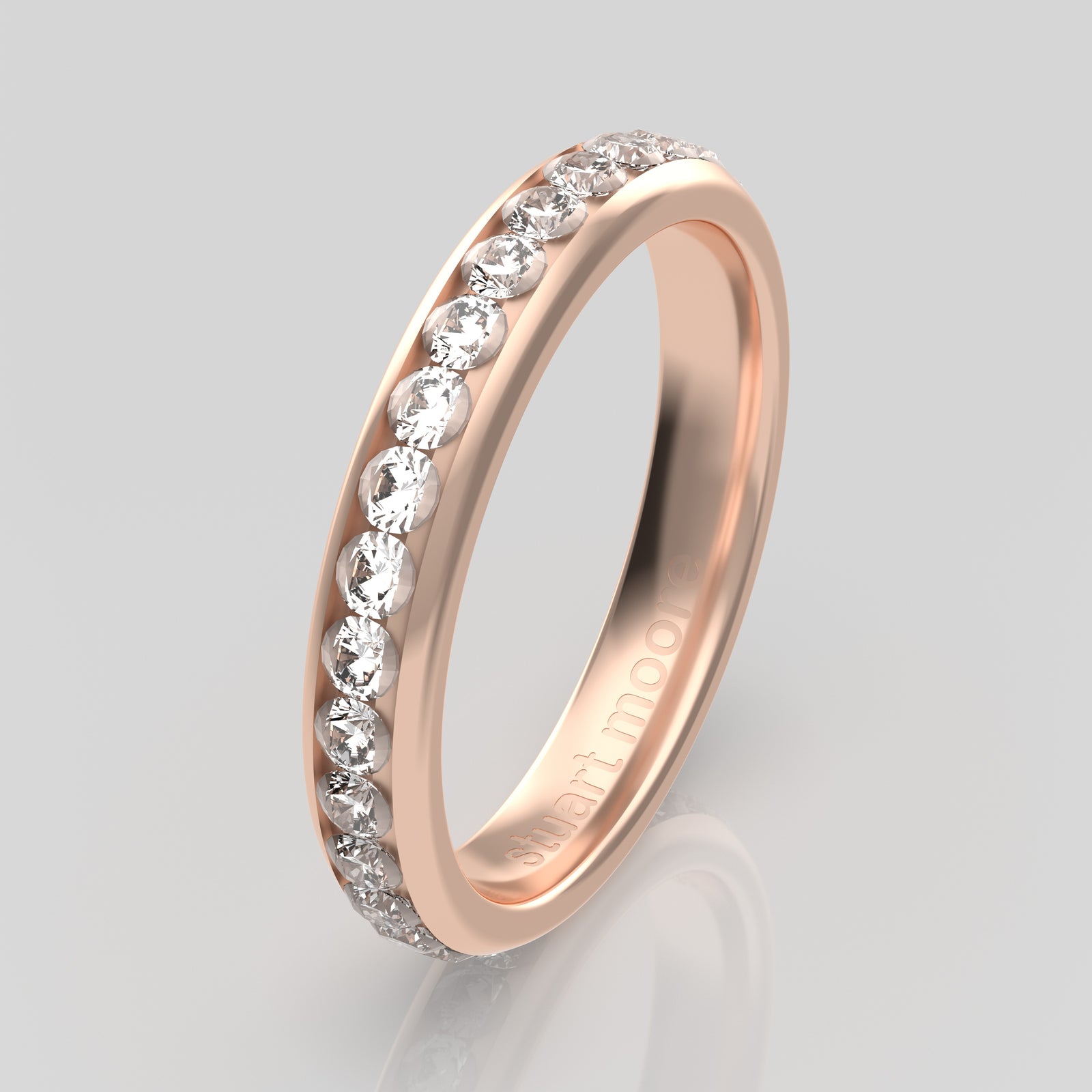 stuart moore diamonds 22 round wedding band in 18k rose gold / full eternity