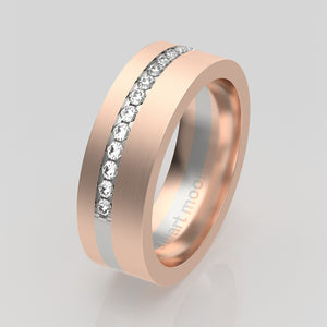 stuart moore diamonds 25 round wedding band in 18k rose gold + 950 platinum / half eternity