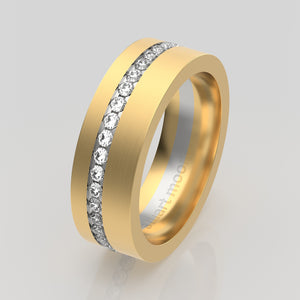 stuart moore diamonds 25 round wedding band in 18k yellow gold + 950 platinum / full eternity