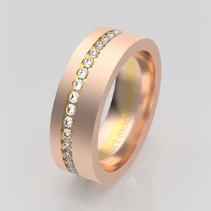 stuart moore diamonds 25 round wedding band in 18k rose gold + 18k yellow gold / full eternity