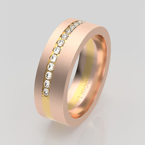 stuart moore diamonds 25 round wedding band in 18k rose gold + 18k yellow gold / half eternity