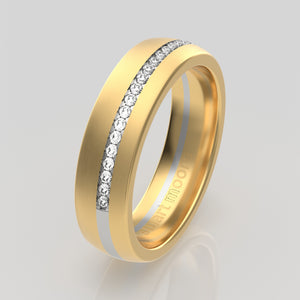 stuart moore diamonds 26 round wedding band in 18k yellow gold + 950 platinum / half eternity