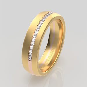stuart moore diamonds 26 round wedding band in 18k yellow gold + 18k rose gold / half eternity