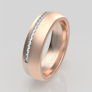 stuart moore diamonds 27 round wedding band in 18k rose gold + 950 platinum / half eternity