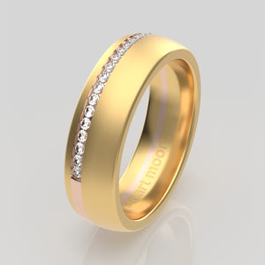 stuart moore diamonds 27 round wedding band in 18k yellow gold + 18k rose gold / half eternity
