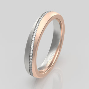 stuart moore diamonds 28 round wedding band in 950 platinum + 18k rose gold / full eternity