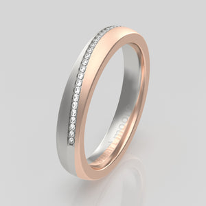 stuart moore diamonds 28 round wedding band in 950 platinum + 18k rose gold / half eternity