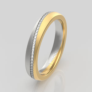 stuart moore diamonds 28 round wedding band in 950 platinum + 18k yellow gold / full eternity