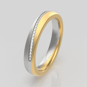 stuart moore diamonds 28 round wedding band in 950 platinum + 18k yellow gold / half eternity