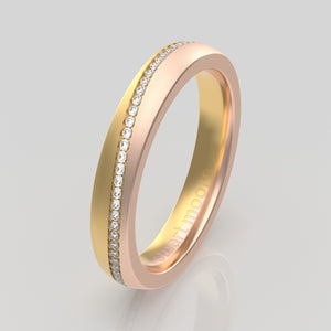 stuart moore diamonds 28 round wedding band in 18k yellow gold + 18k rose gold / full eternity