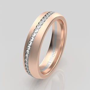 stuart moore diamonds 29 round wedding band in 18k rose gold + 950 platinum / full eternity