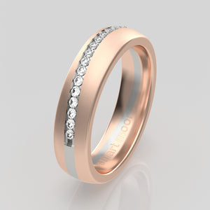 stuart moore diamonds 29 round wedding band in 18k rose gold + 950 platinum / half eternity
