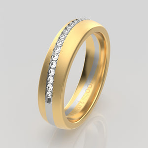 stuart moore diamonds 29 round wedding band in 18k yellow gold + 950 platinum / half eternity