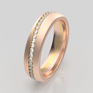 stuart moore diamonds 29 round wedding band in 18k rose gold + 18k yellow gold / full eternity