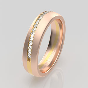 stuart moore diamonds 29 round wedding band in 18k rose gold + 18k yellow gold / half eternity