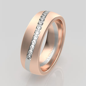 stuart moore diamonds 30 round wedding band in 18k rose gold + 950 platinum / half eternity