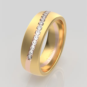stuart moore diamonds 30 round wedding band in 18k yellow gold + 18k rose gold / half eternity